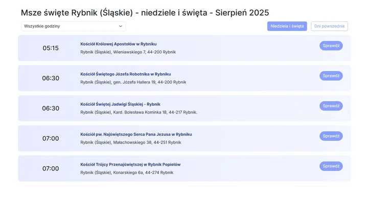 Msze niedzielne w Rybniku – tradycja, wspólnota i codzienność wiary
