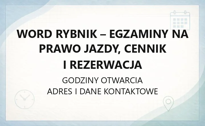 WORD Rybnik - egzaminy na prawo jazdy, cennik i rezerwacja