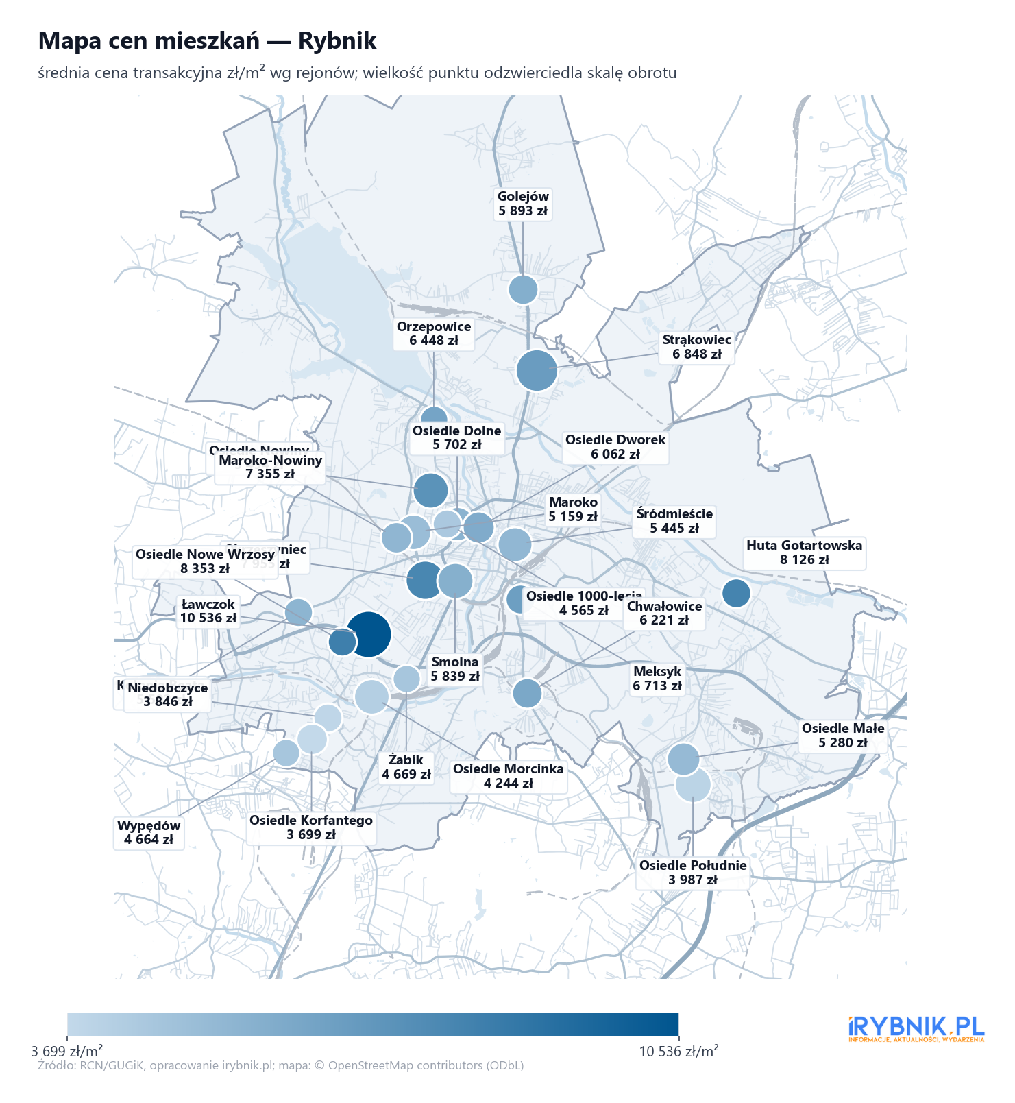 Mapa cen mieszkań - Rybnik