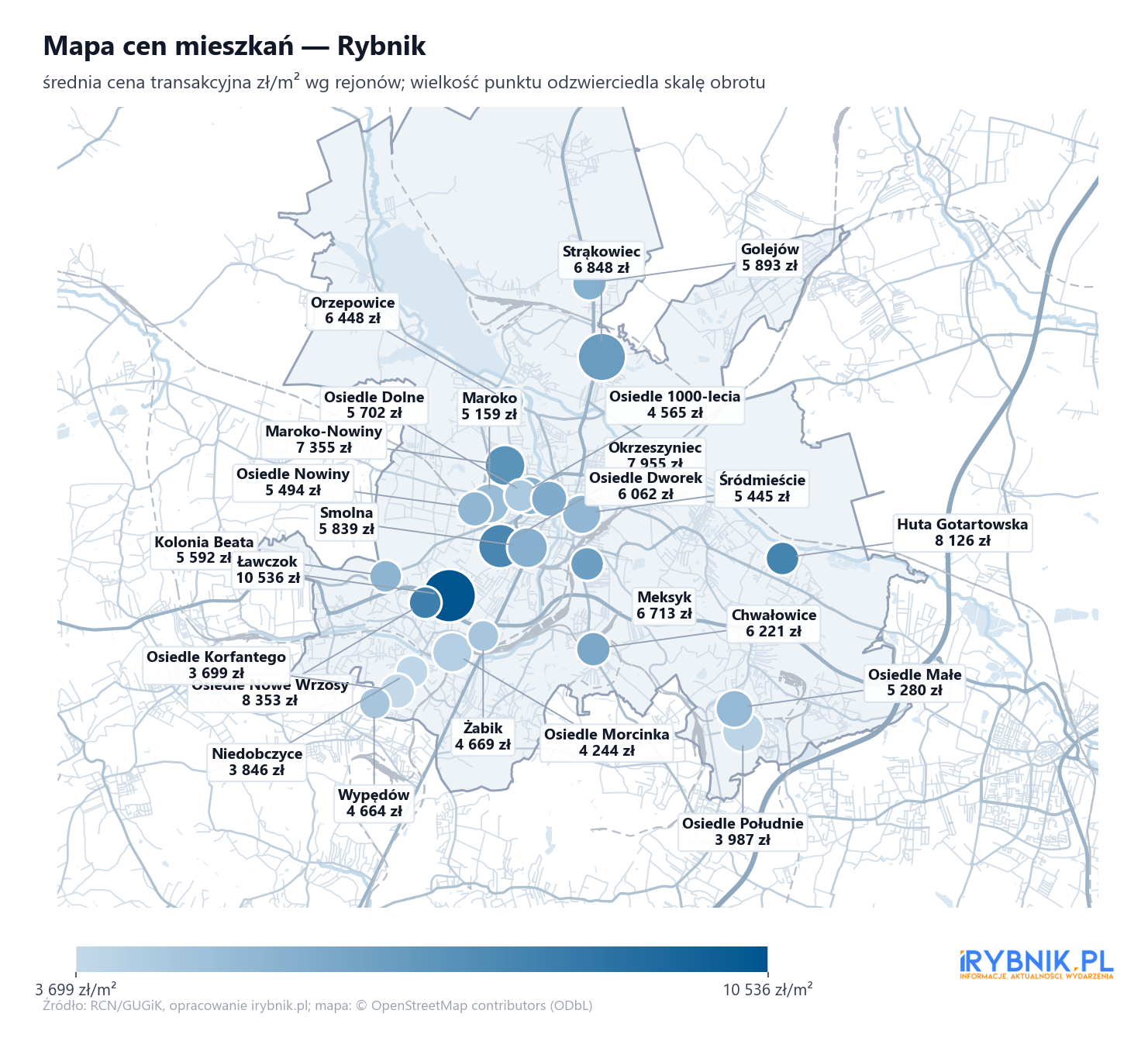 Mapa cen mieszkań - Rybnik