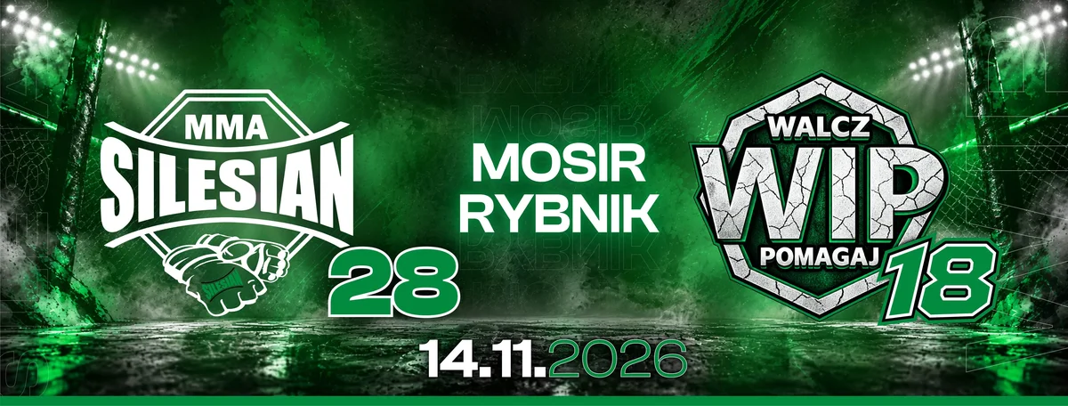 Grafika promocyjna wydarzenia SILESIAN MMA 28 & WiP 18 w Rybniku