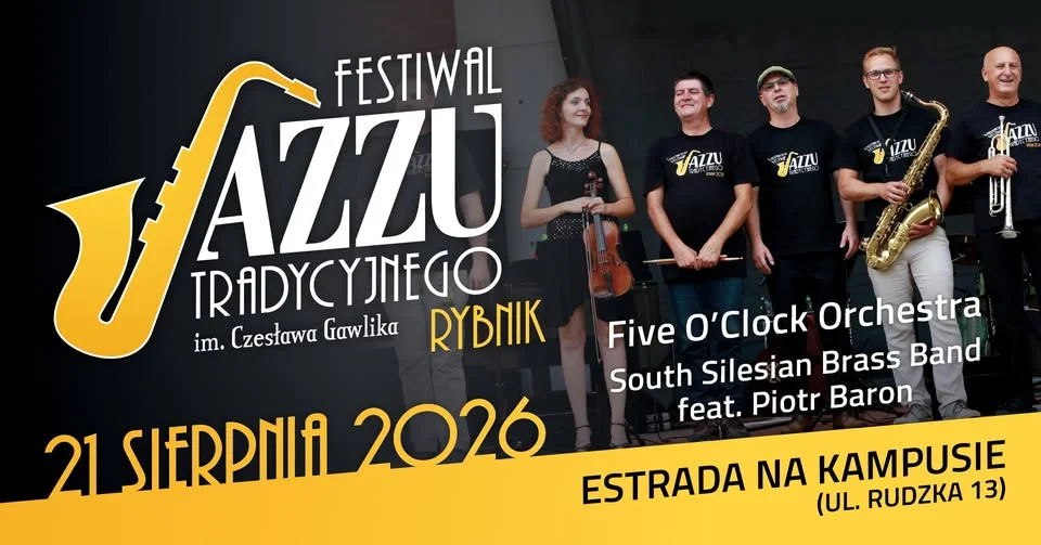 Grafika promocyjna wydarzenia 18. Festiwal Jazzu Tradycyjnego im. Czesława Gawlika w Rybniku