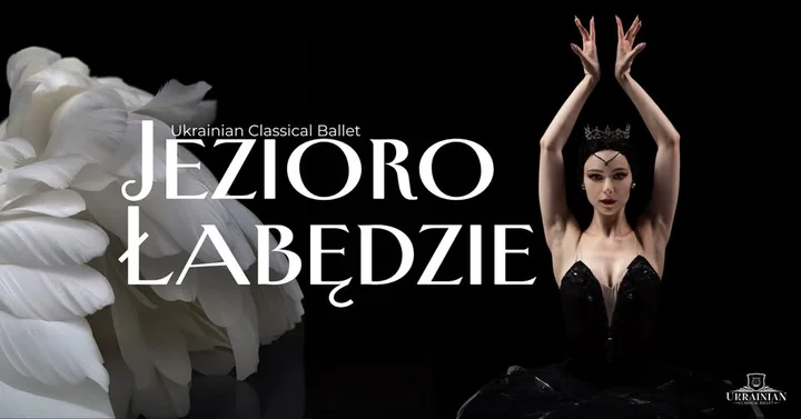 Obrazek przedstawia grafikę promocyjną wydarzenia Klasyczny balet „Jezioro łabędzie” w Teatrze Ziemi Rybnickiej