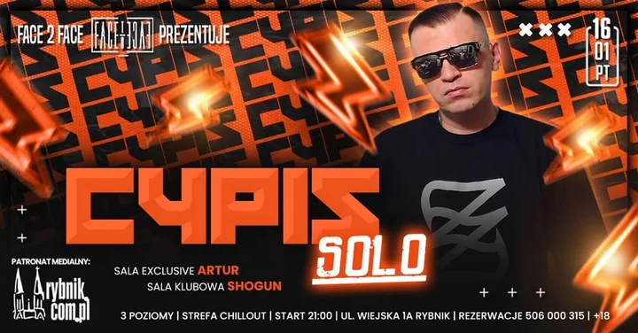 Grafika promocyjna wydarzenia Cypis na Żywo | Rybnik Bez Cenzury — koncert w Face 2 Face