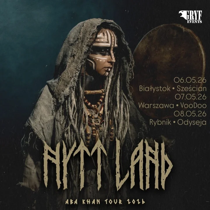 Grafika promocyjna wydarzenia Nytt Land w Rybniku — koncert rytualnego folk w Klubie Odyseja