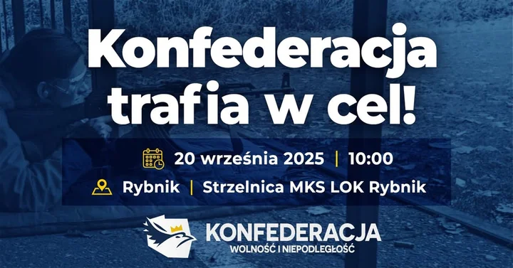 Obrazek przedstawia grafikę promocyjną wydarzenia Turniej strzelecki w Rybniku — 20 września na strzelnicy LOK Paruszowiec
