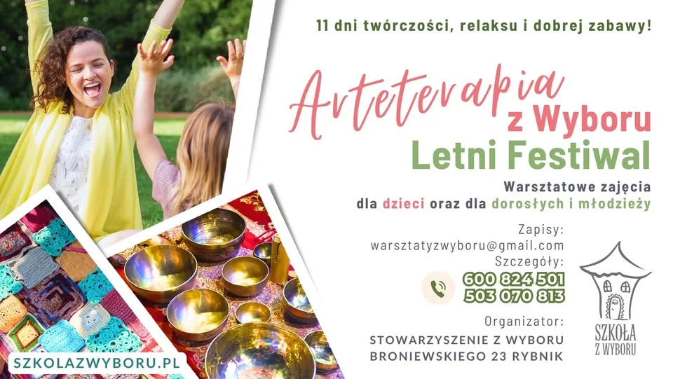 Grafika promocyjna wydarzenia Letni Festiwal Arteterapia z Wyboru w Rybniku