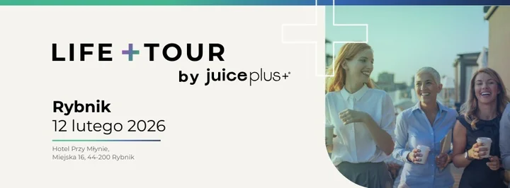 Grafika promocyjna wydarzenia Life+ Tour Rybnik 12.02 — spotkanie pełne inspiracji
