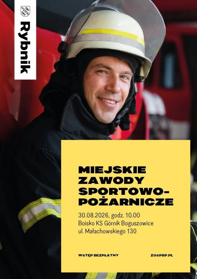 Grafika promocyjna wydarzenia Miejskie Zawody Sportowo-Pożarnicze