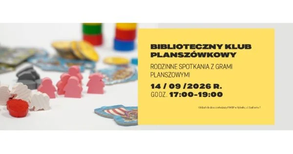 Grafika promocyjna wydarzenia Rodzinny klub planszówkowy we wrześniu