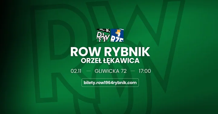 Grafika promocyjna wydarzenia ROW 1964 Rybnik - Orzeł Łękawica: mecz 1. Ligi Śląskiej
