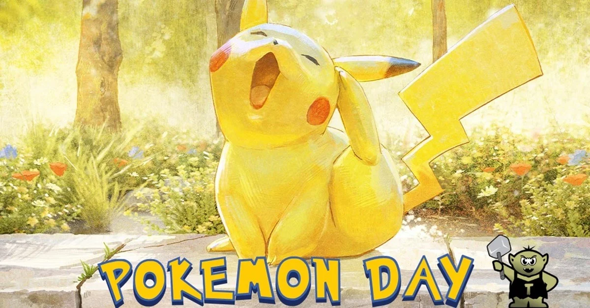 Grafika promocyjna wydarzenia Pokemon Day w Jaskini: wymiany i granie