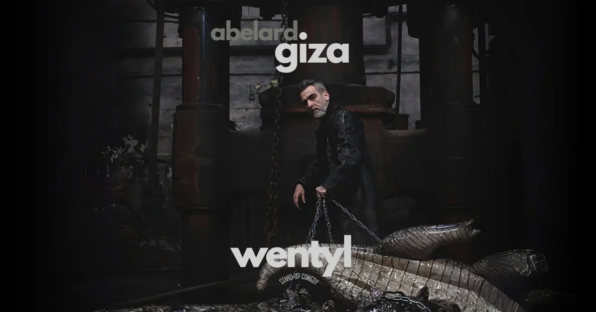 Grafika promocyjna wydarzenia Stand-up w Rybniku z Abelardem Gizą, Januszem Pietruszką i Kubą Śliwką
