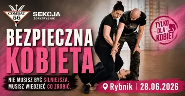 Grafika promocyjna wydarzenia Bądź Bezpieczna – szkolenie tylko dla kobiet w Rybniku