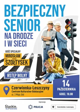Grafika promocyjna wydarzenia Bezpieczny Senior - na drodze i w sieci