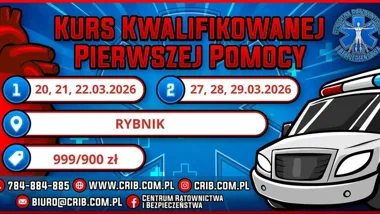 Grafika promocyjna wydarzenia Kurs Kwalifikowanej Pierwszej Pomocy KPP — marzec 2026, Rybnik