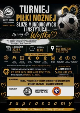 Grafika promocyjna wydarzenia Mosty Dobra – łączy nas pomoc. Gramy dla Wojtka
