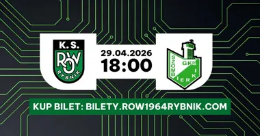 Grafika promocyjna wydarzenia ROW Rybnik – Szombierki Bytom: piłkarski wieczór w Rybniku 29 kwietnia 2026
