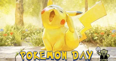 Grafika promocyjna wydarzenia Pokemon Day w Jaskini: wymiany i granie