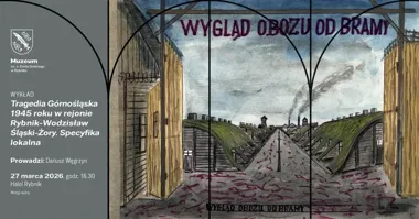 Grafika promocyjna wydarzenia Tragedia Górnośląska 1945 — wykład o losach Rybnika, Wodzisławia i Żor