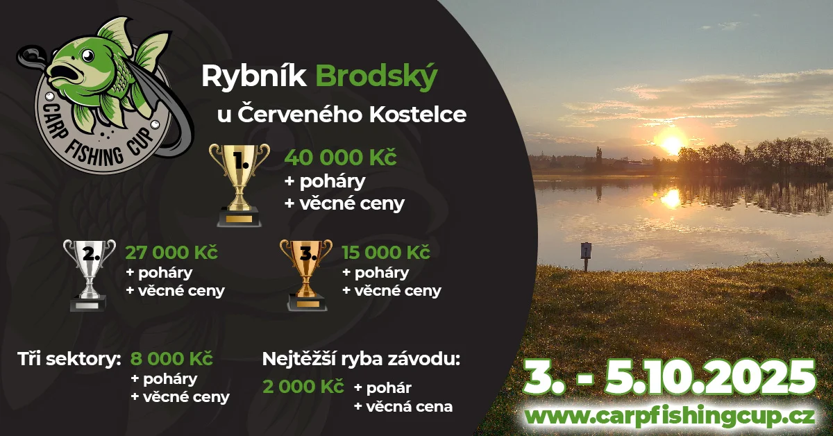 Grafika promocyjna wydarzenia Turniej wędkarski karpiowy w Kemp Brodský