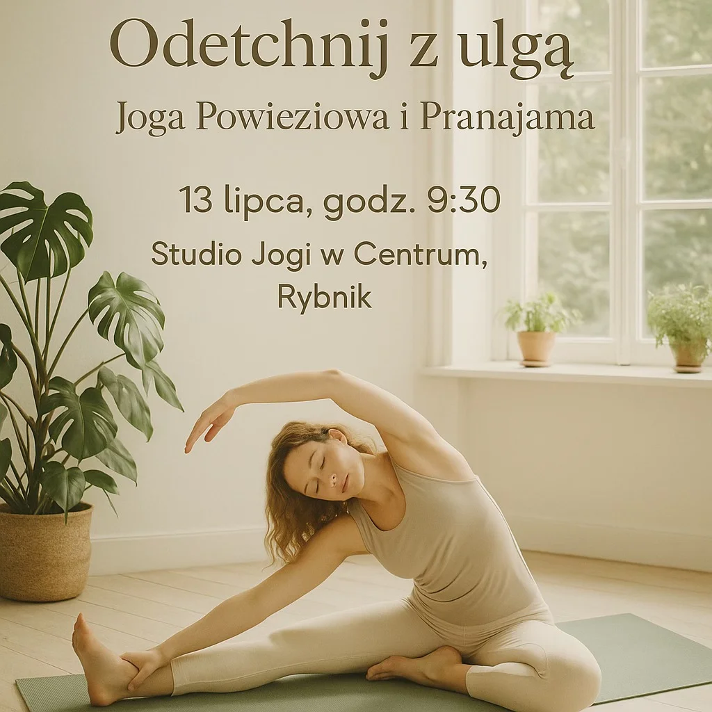 Grafika promocyjna wydarzenia Warsztaty Jogi Powięziowej i Technik Oddechowych w Rybniku