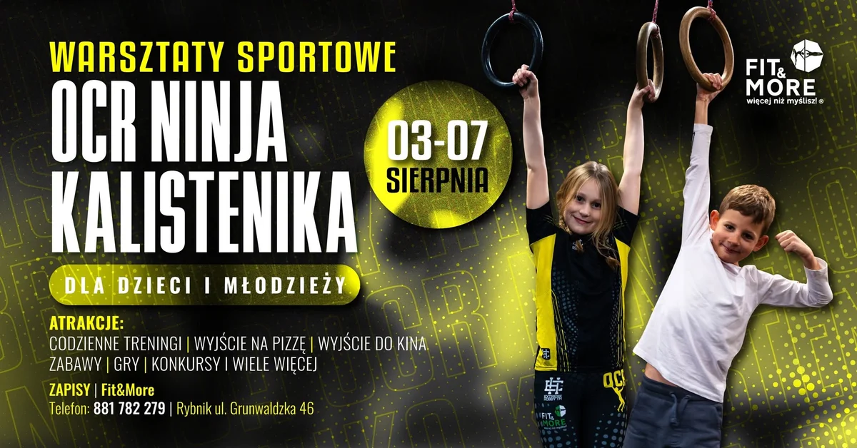 Grafika promocyjna wydarzenia WARSZTATY SPORTOWE OCR NINJA & KALISTENIKA 2026 w Rybniku