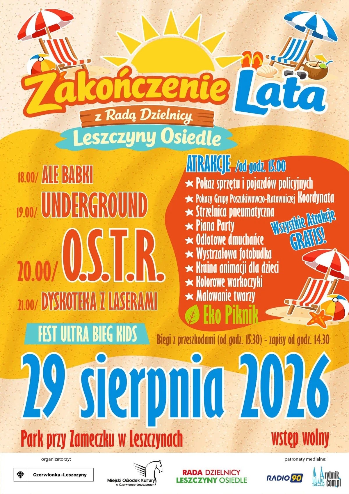 Grafika promocyjna wydarzenia Zakończenie Lata w Leszczynach