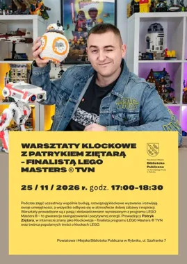 Klocki przejmą bibliotekę w Rybniku. Warsztaty poprowadzi finalista LEGO Masters