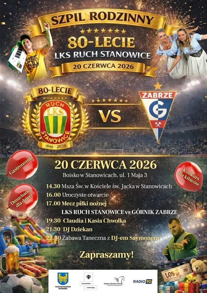 80 lat Ruchu Stanowice. Msza i mecz otworzą taneczną noc