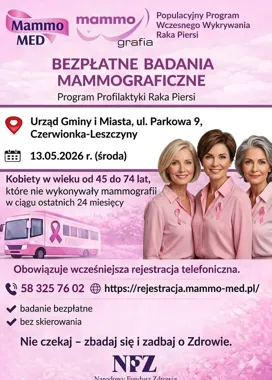 Bezpłatna mammografia w Czerwionce-Leszczynach. Trwa zapis na badania