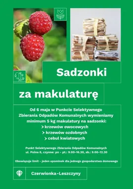Sadzonki za makulaturę w PSZOK-u – zasada jest prosta
