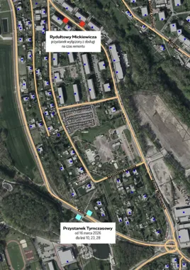Remont ul. Mickiewicza w Rydułtowach – przystanek Mickiewicza wyłączony