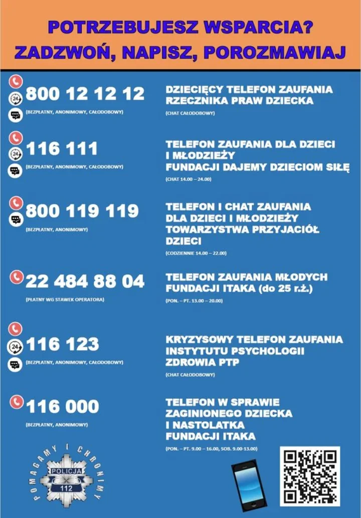 Numery, które mogą pomóc w kryzysie. Policja wskazuje wsparcie
