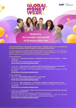 Szkoły i biblioteki zaproszone do Global Money Week – rozmowy o pieniądzach